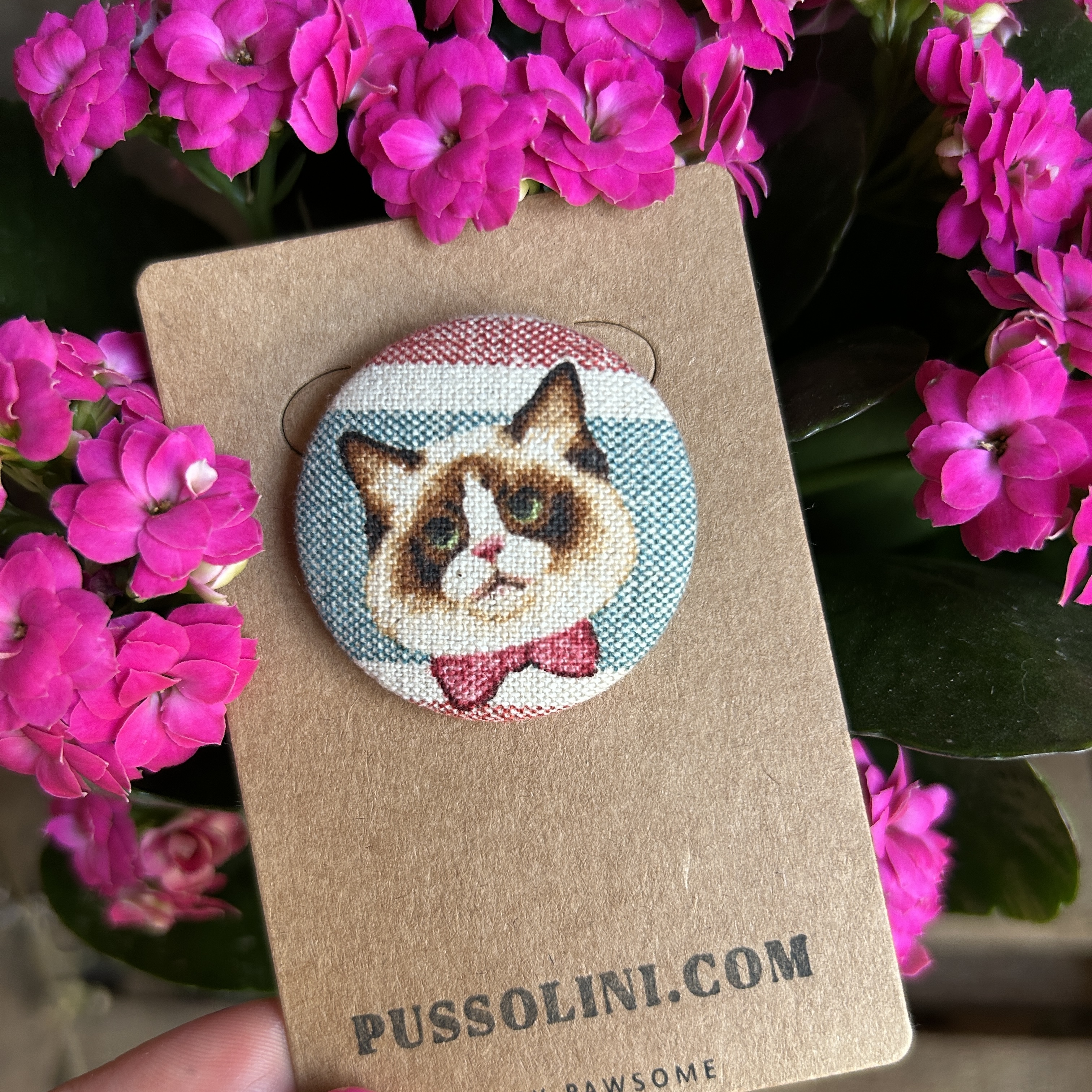 Pussolini™ stoffen button