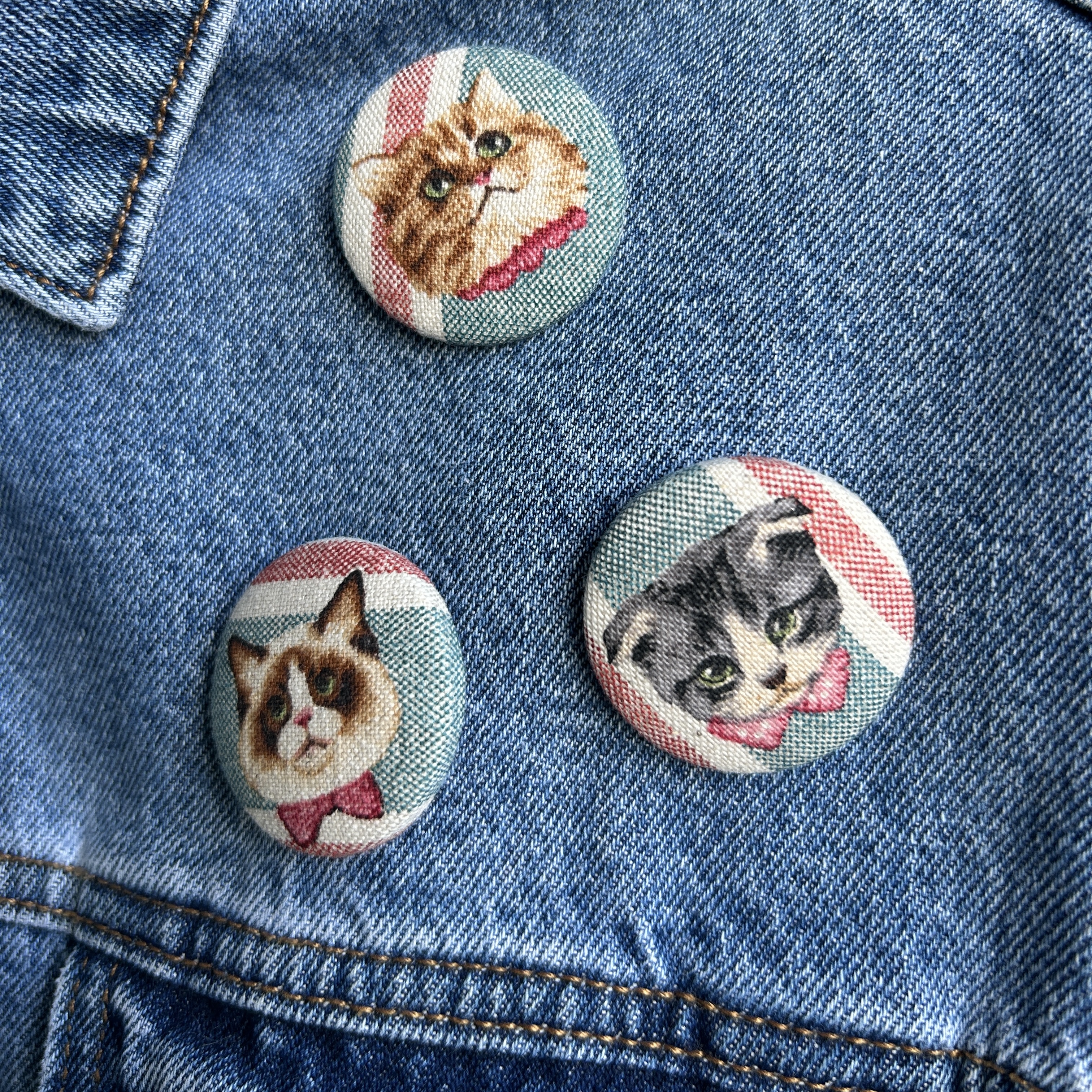 Pussolini™ stoffen button