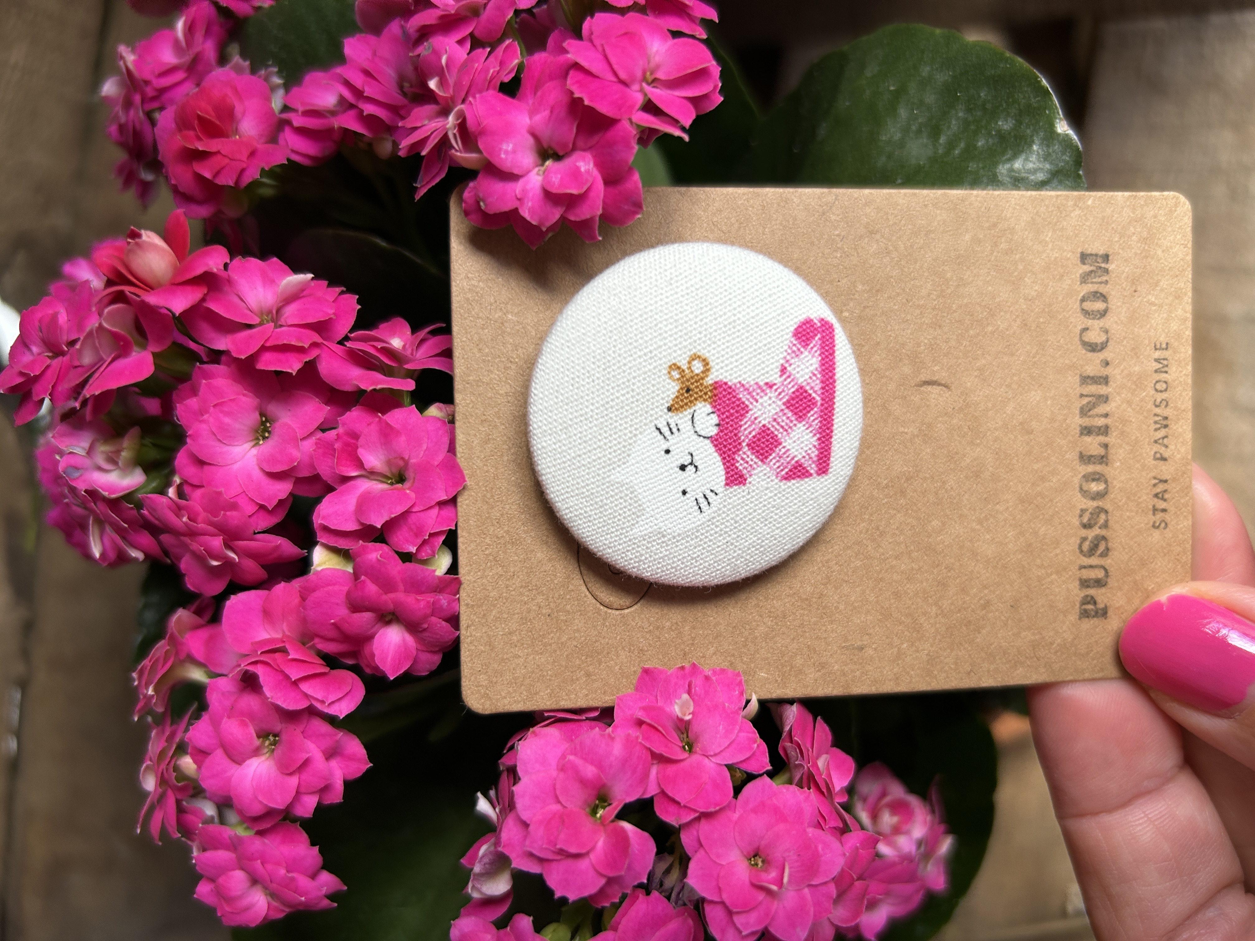 Pussolini™ stoffen button