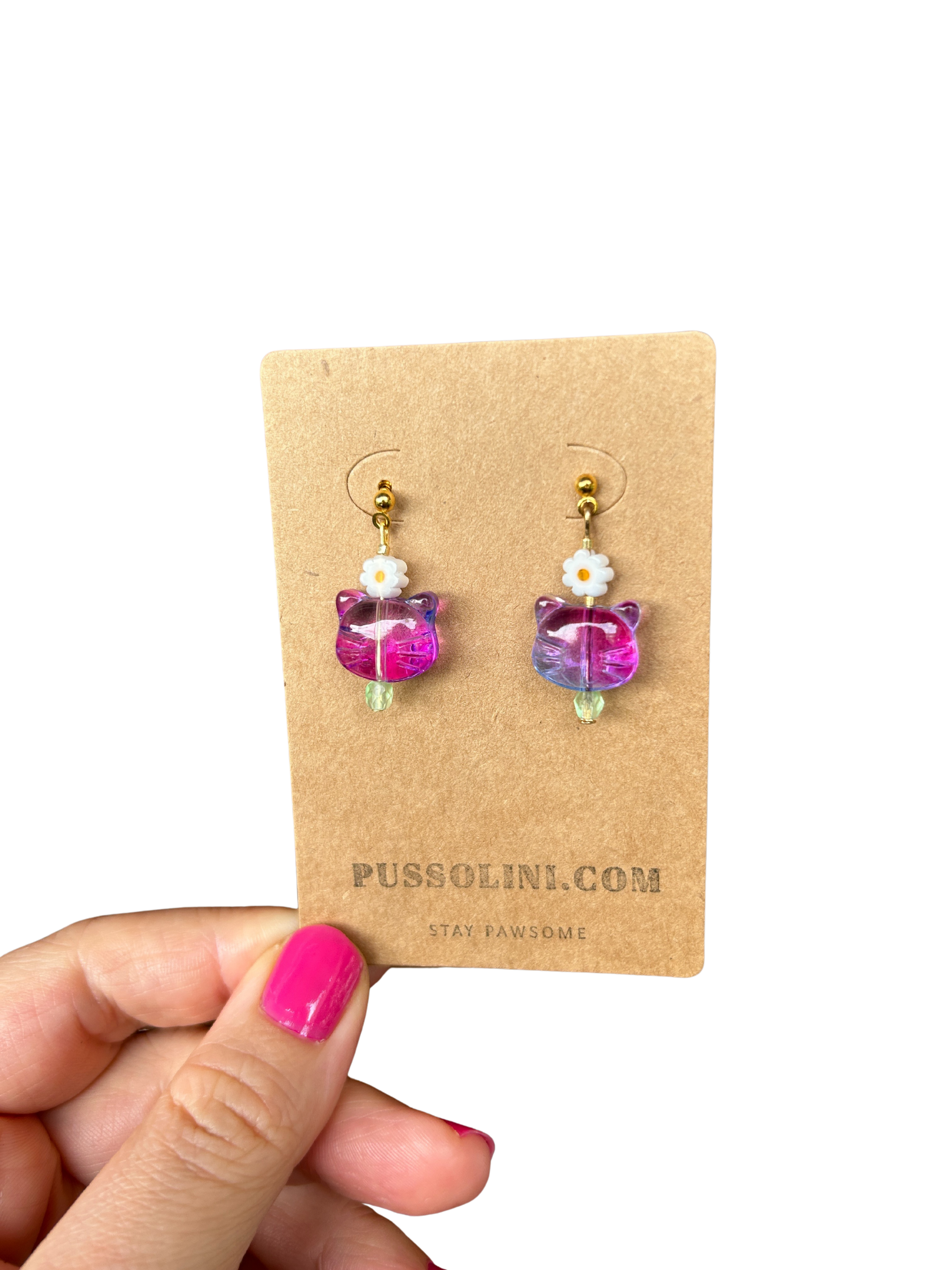 Pussolini™ jewelry: purple-blue cats
