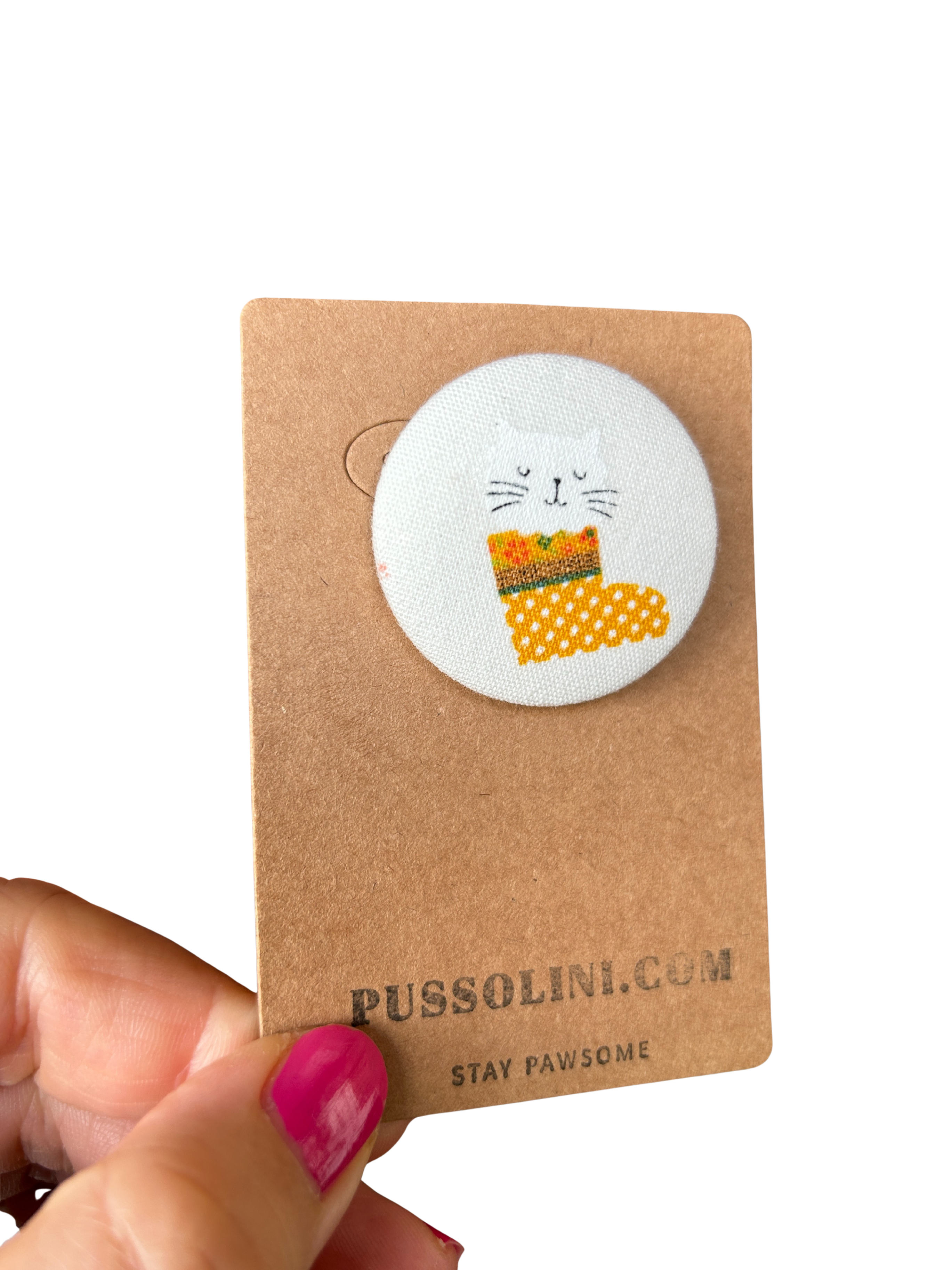 Pussolini™ stoffen button