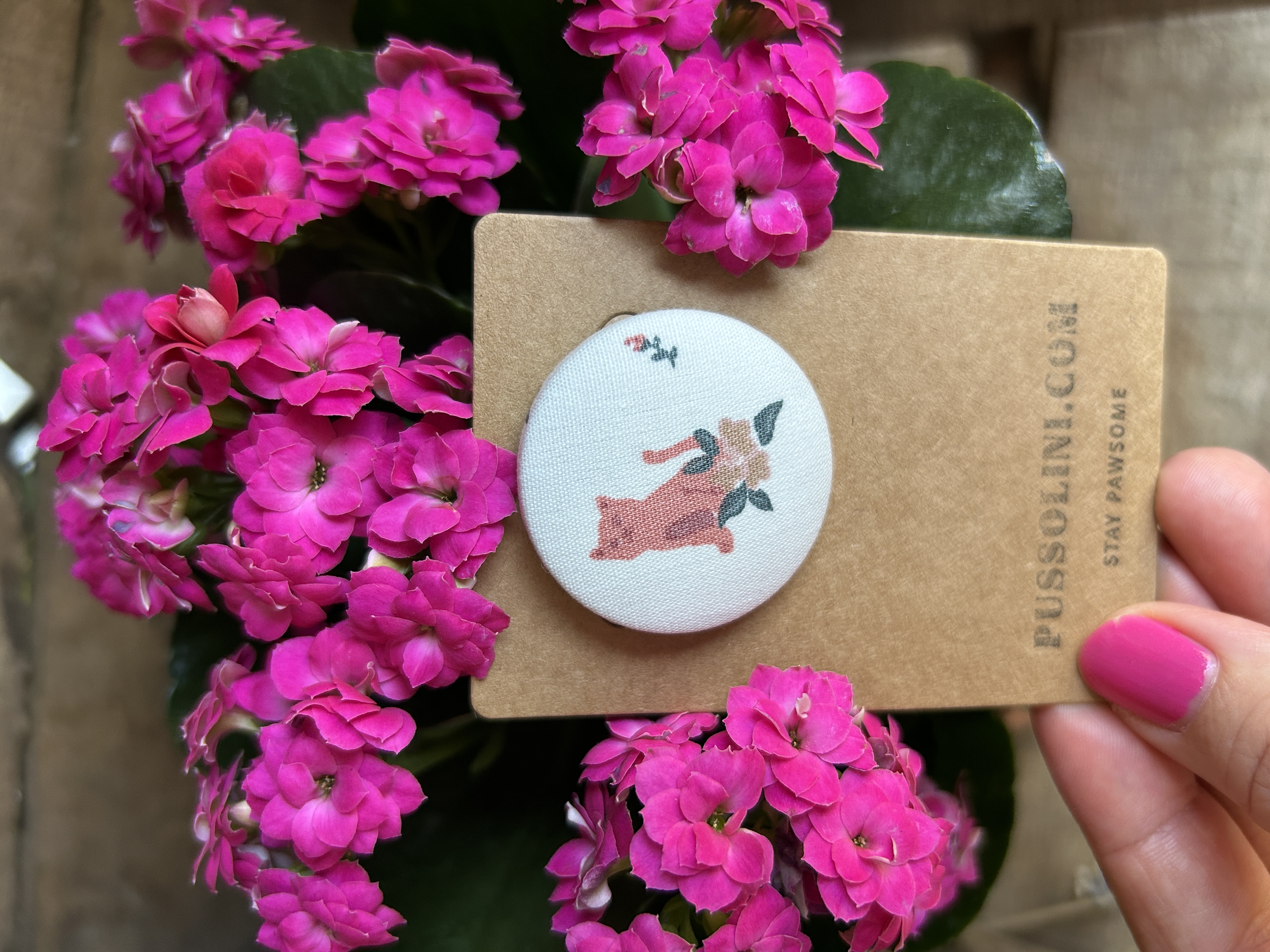 Pussolini™ stoffen button