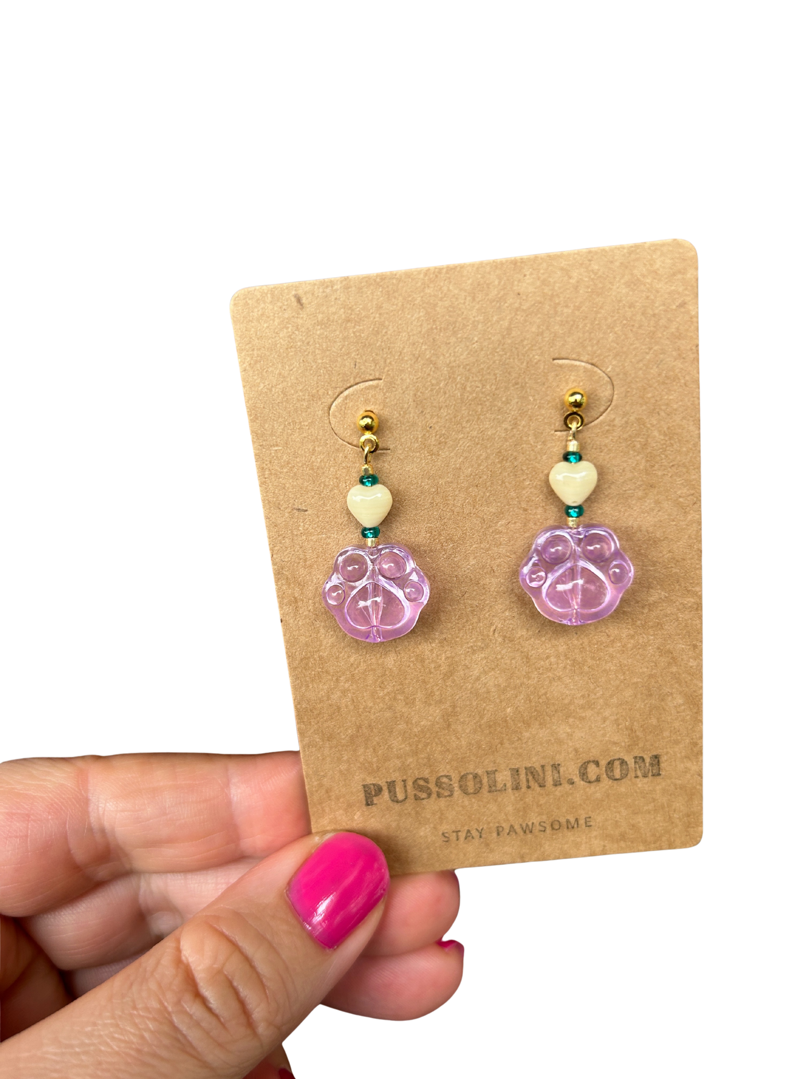 Pussolini™ jewelry: purple cat paw