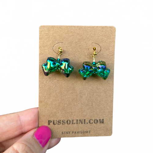 Pussolini™ jewelry: Green iridescent