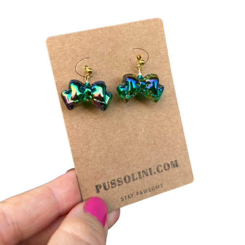 Pussolini™ jewelry: Green iridescent