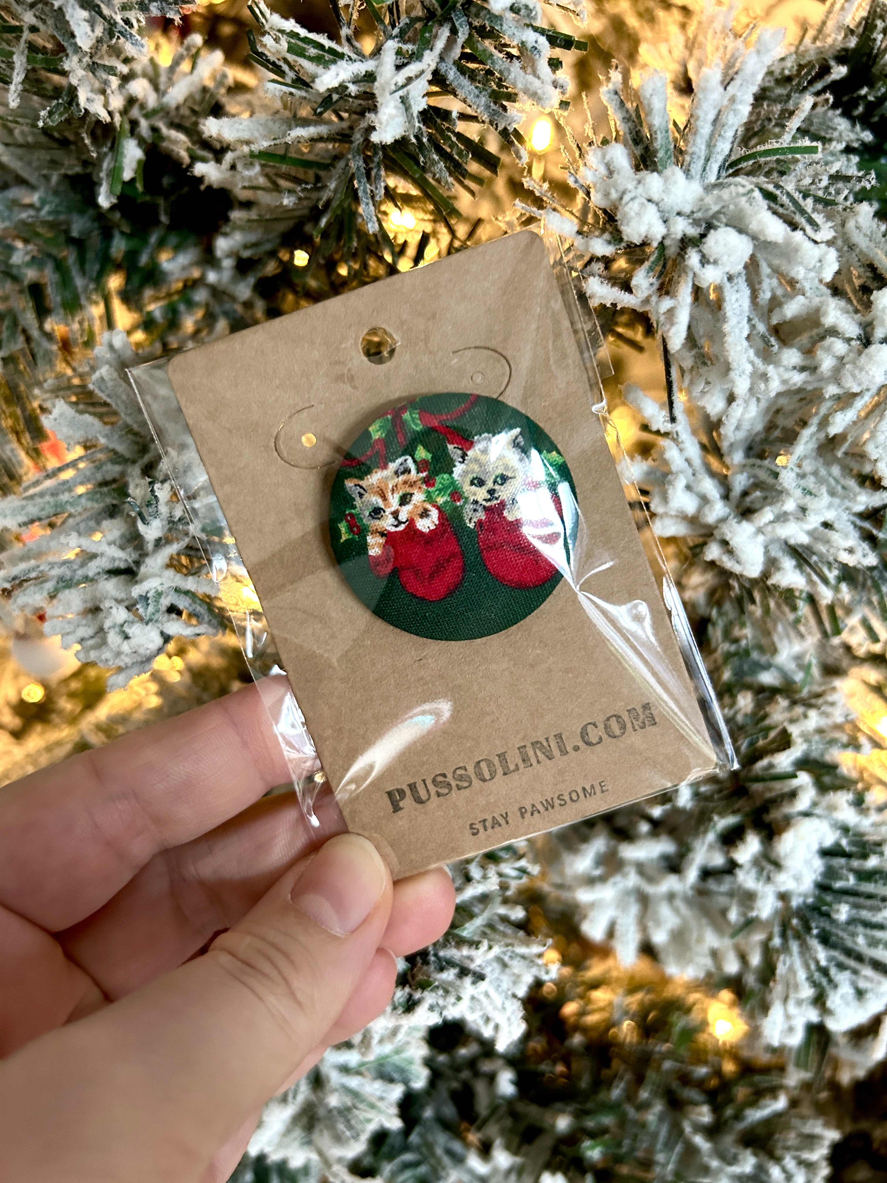 Pussolini™ stoffen button