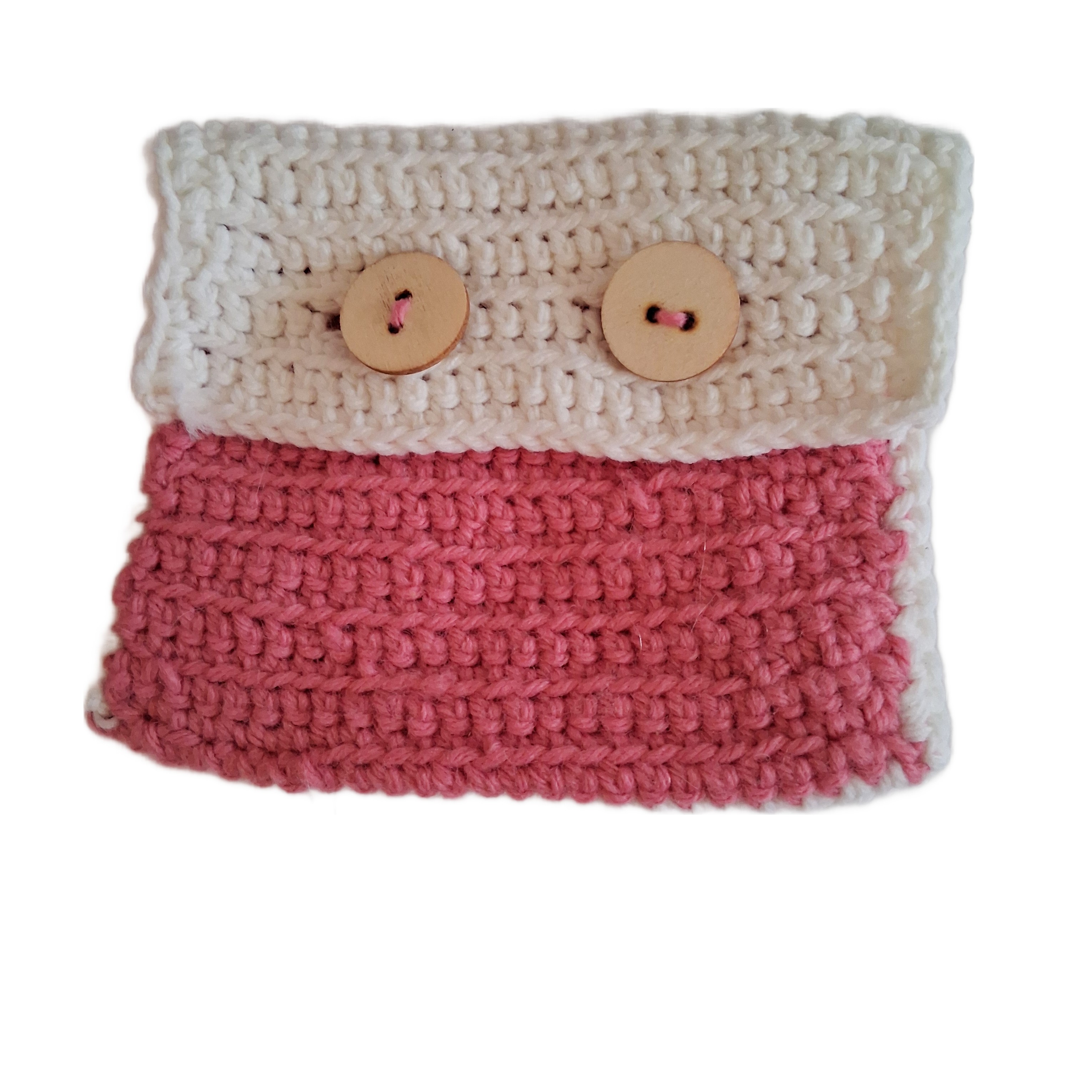 Handcrafted Crocheted Pony Pouch Pink & White
