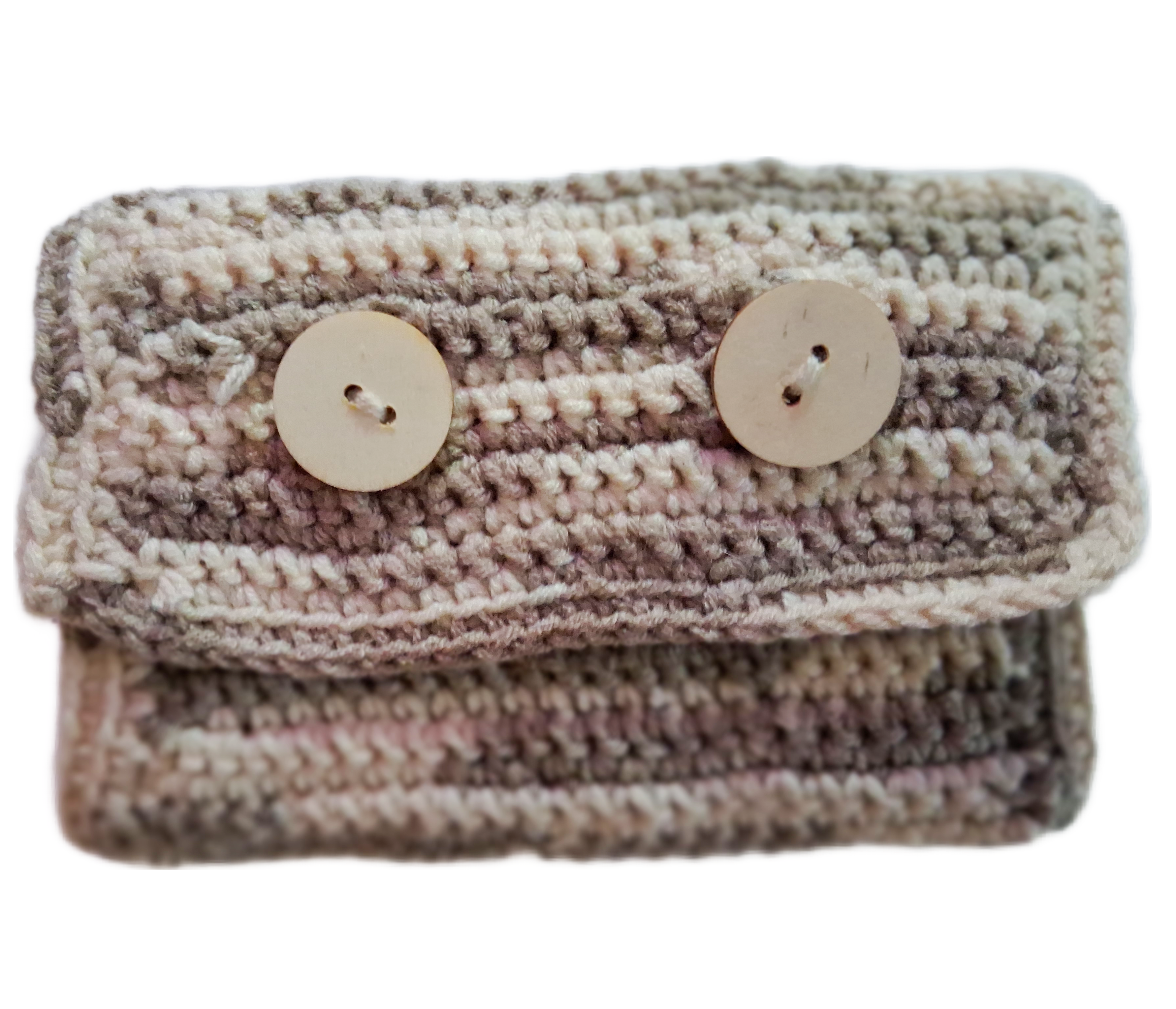 Crochet Buttoned Ponyz Pouch Handmade OOAK Fur lined New