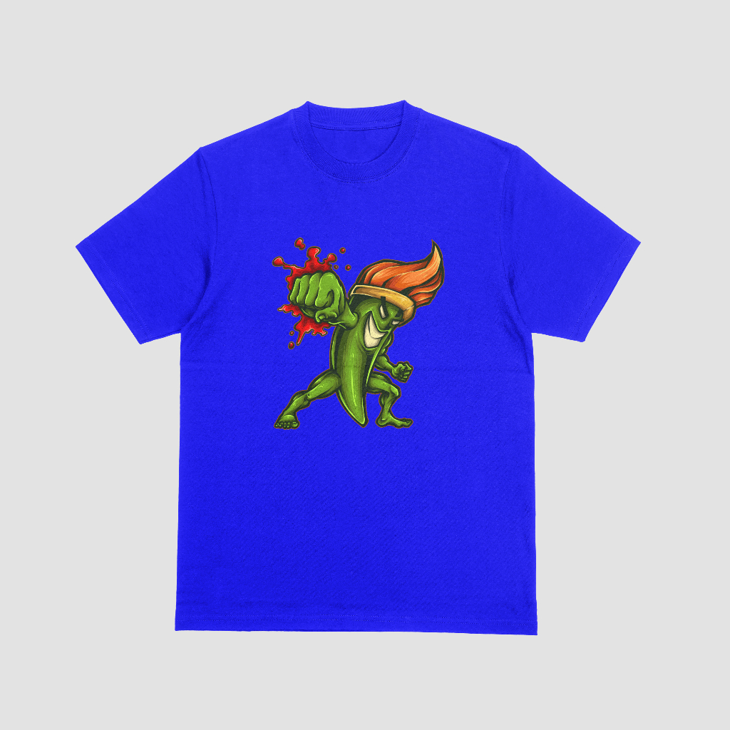 Graphic t-shirt with hot pepper cartoon design