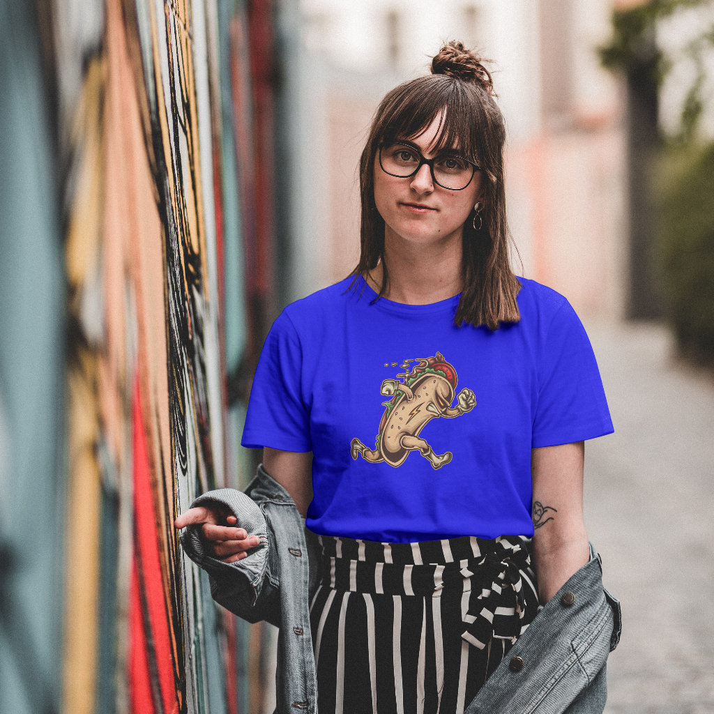 Running hot dog t-shirt
