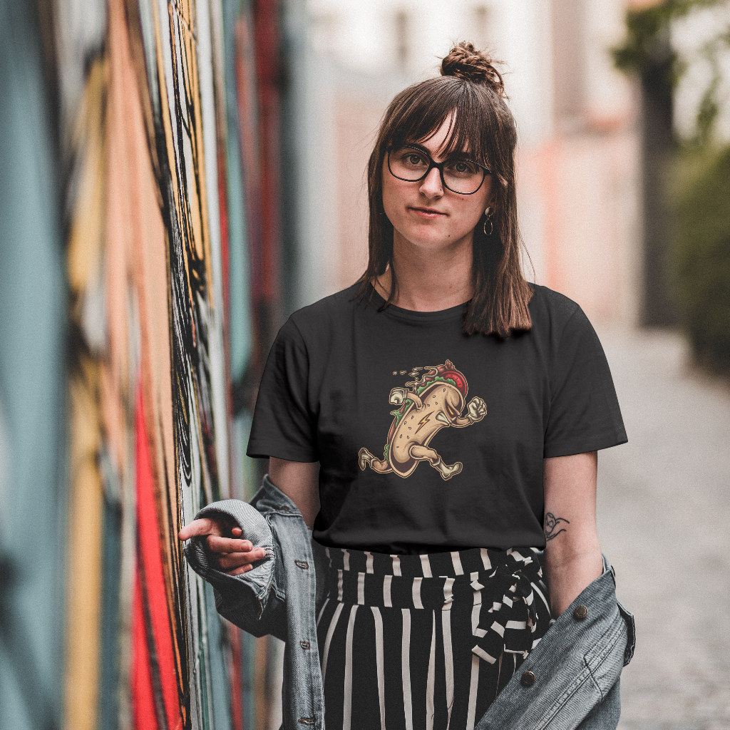 Running hot dog t-shirt