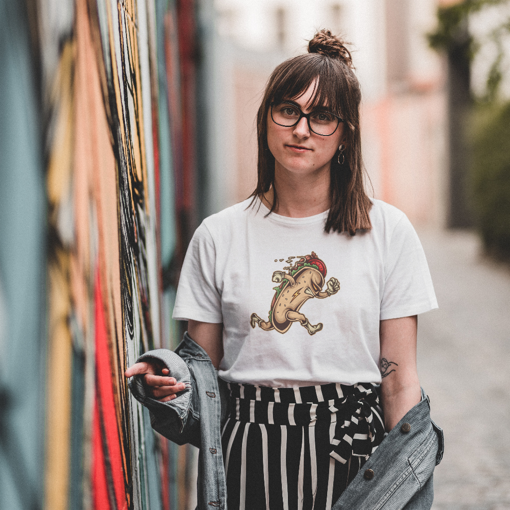 Running hot dog t-shirt