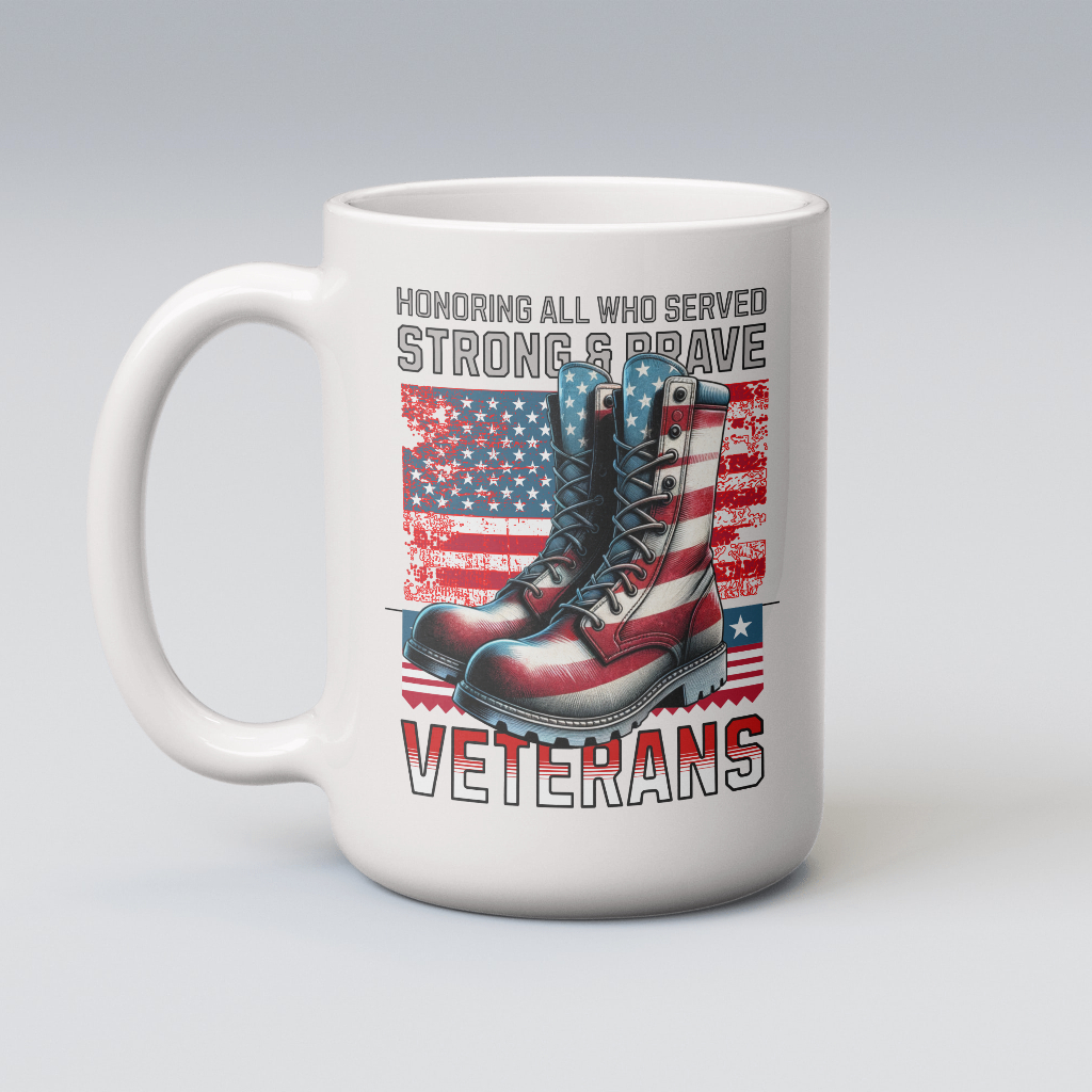 Strong and Brave Veterans tribute mug