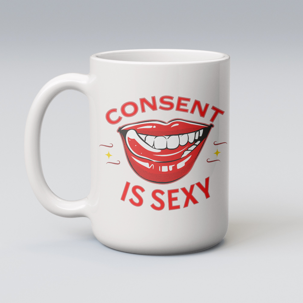 Consent is sexy lips mug
