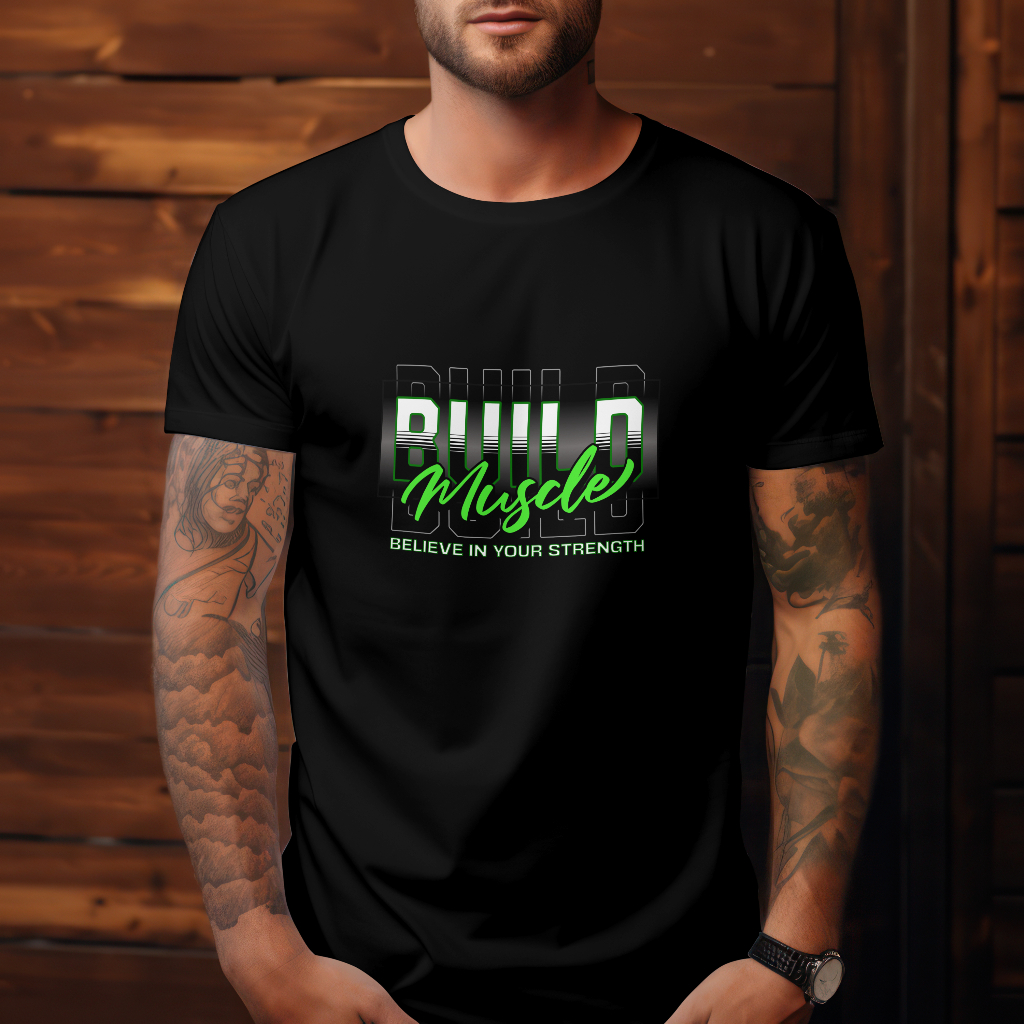  t-shirt with build muscle print