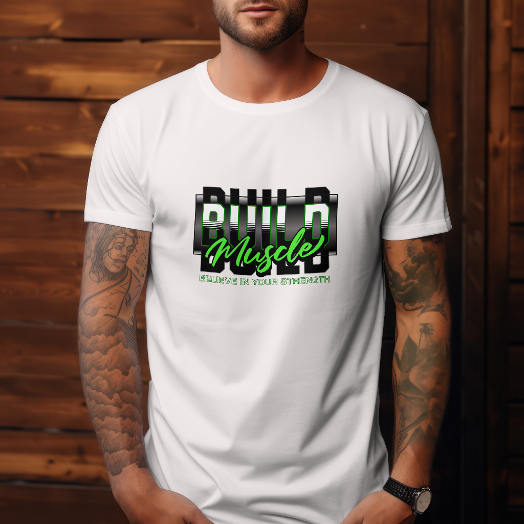  t-shirt with build muscle print