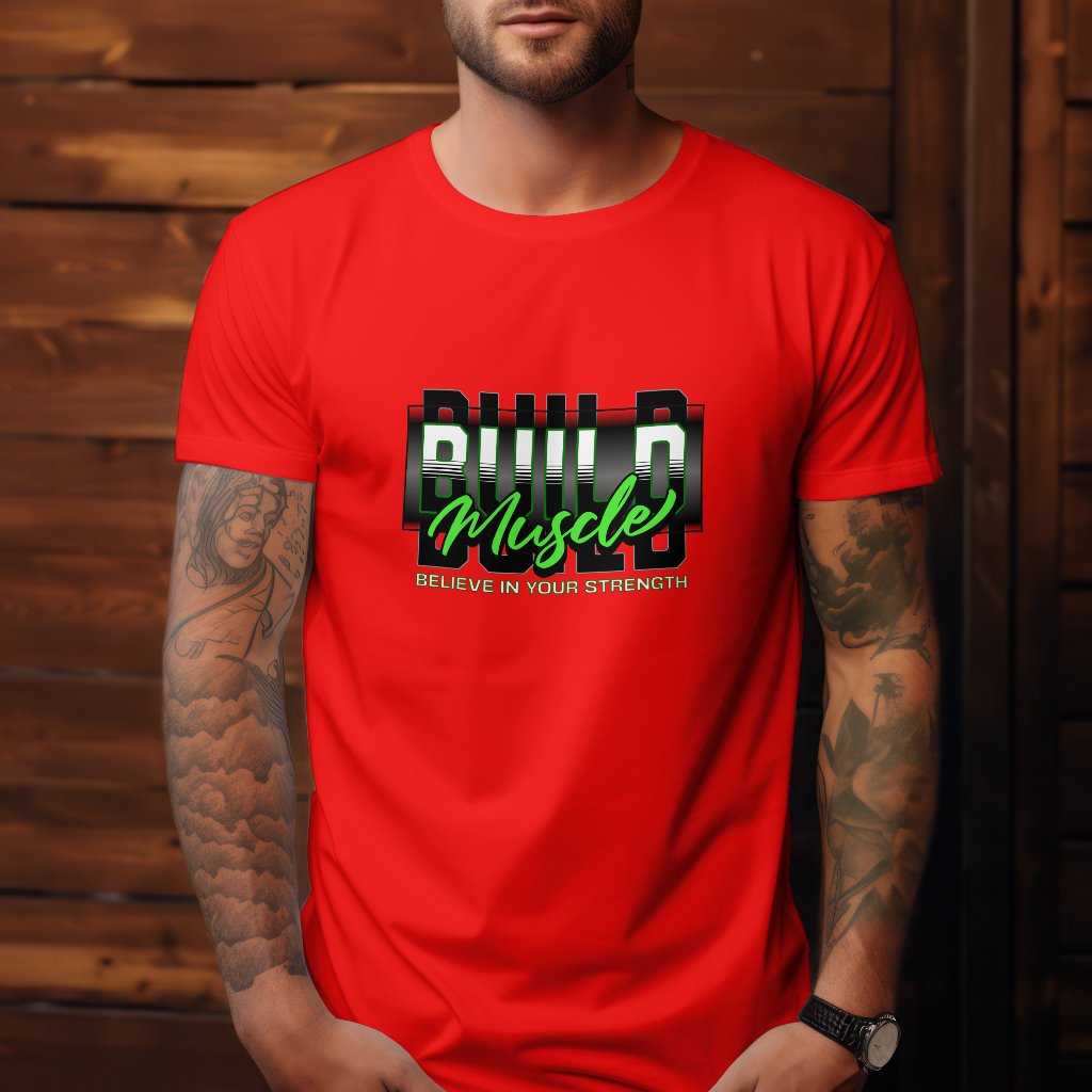  t-shirt with build muscle print