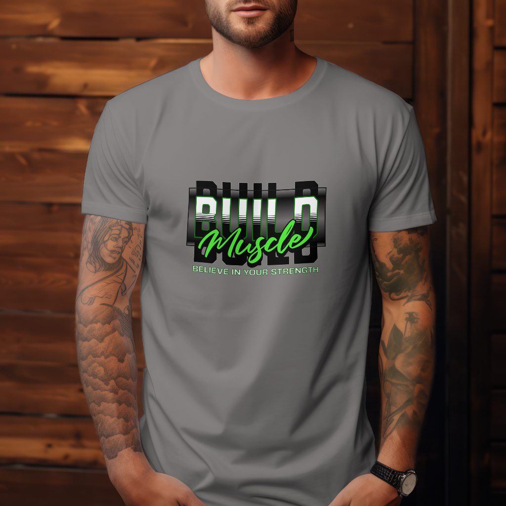  t-shirt with build muscle print