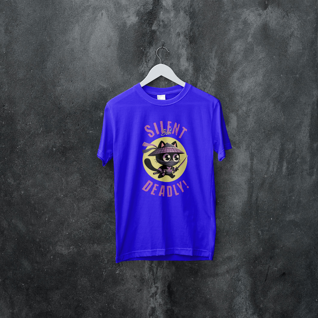 Silent but deadly t-shirt with cat graphic