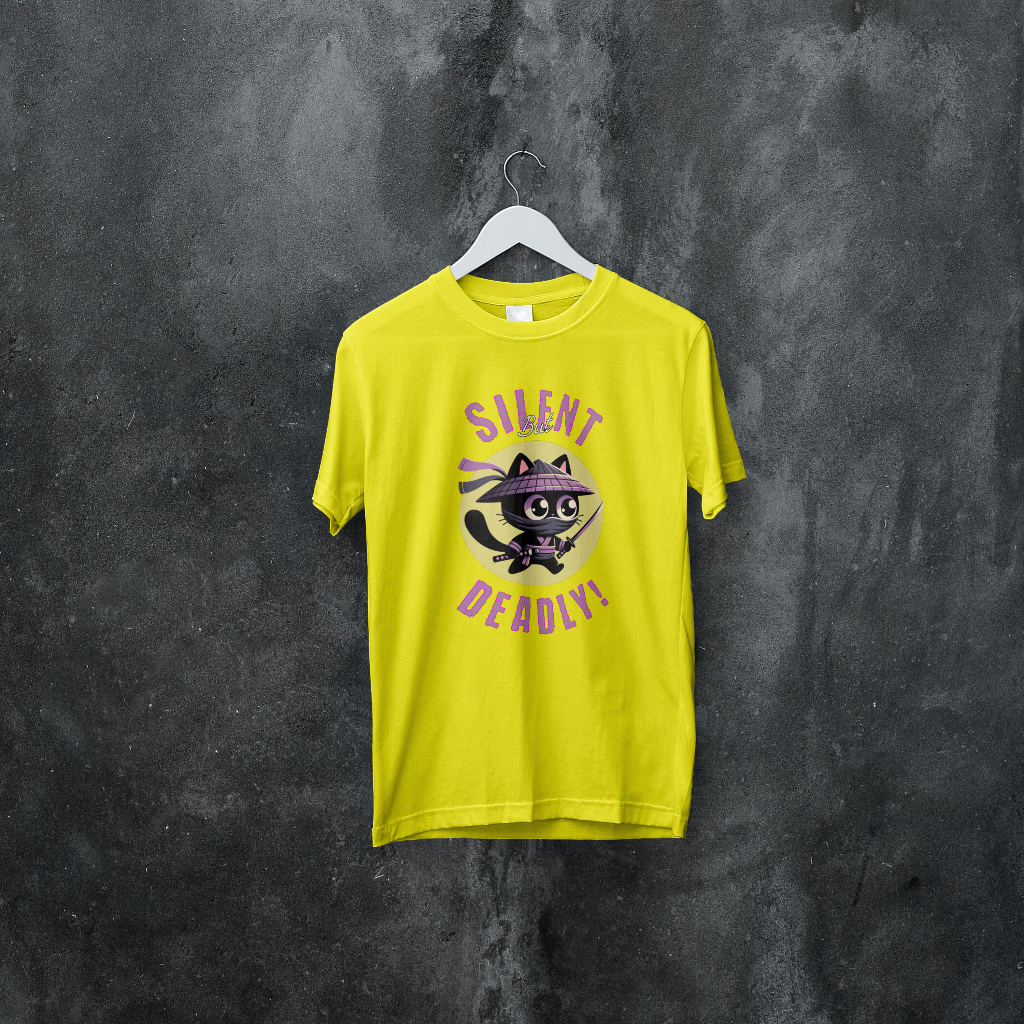 Silent but deadly t-shirt with cat graphic
