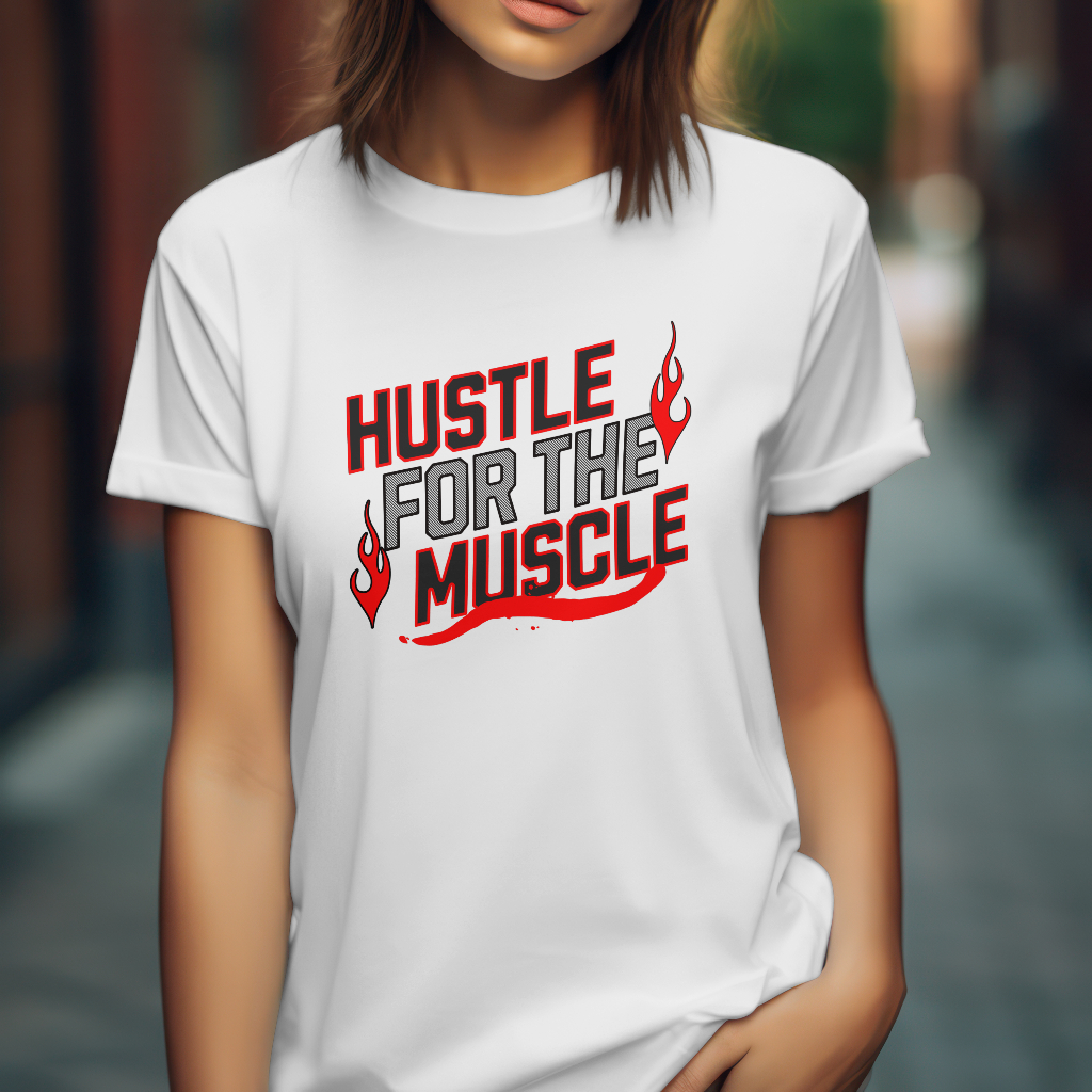 Yellow 'hustle for the muscle' t-shirt