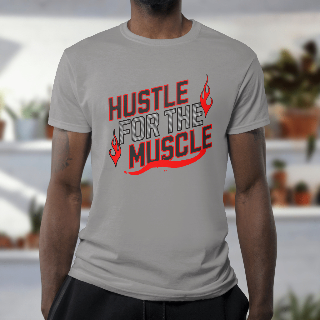 Yellow 'hustle for the muscle' t-shirt