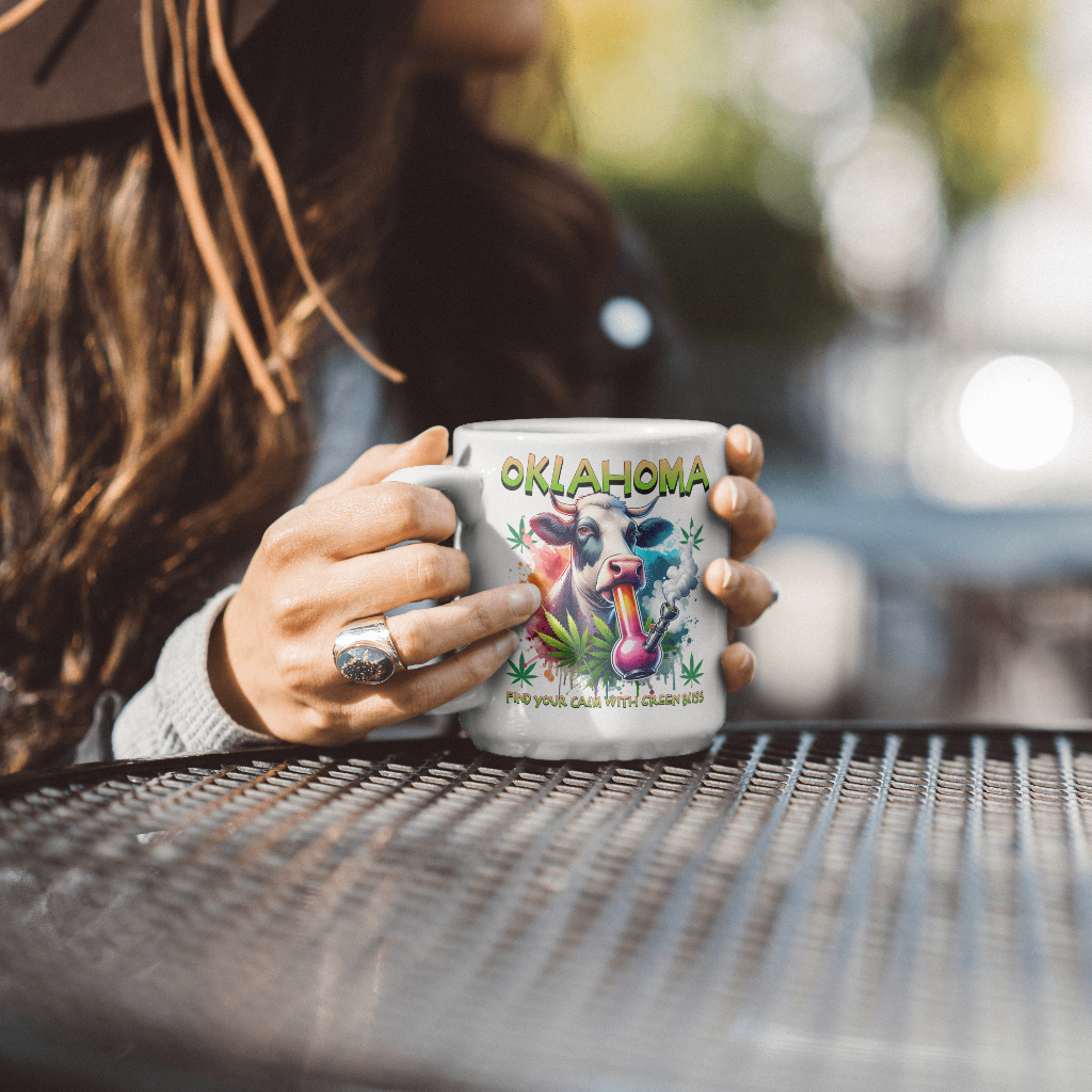 Oklahoma cow smoke souvenir mug