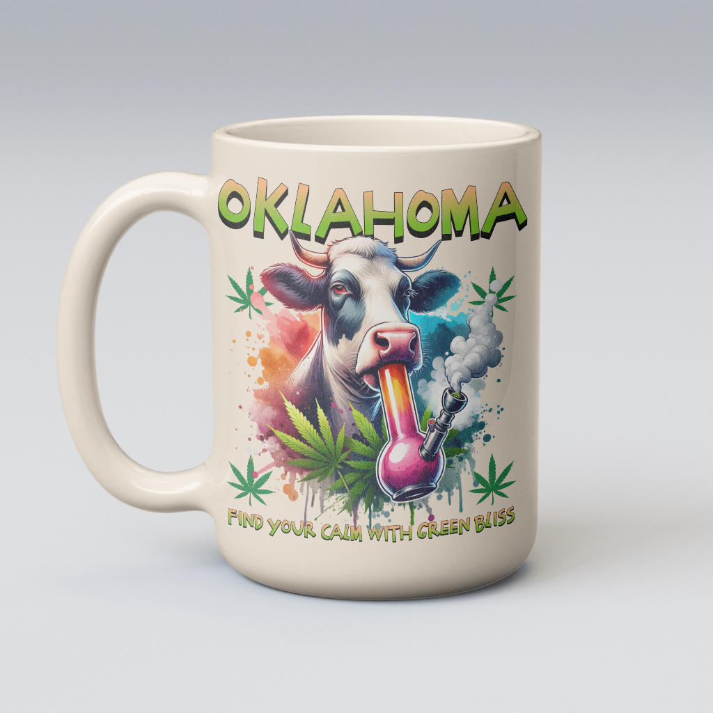 Oklahoma cow smoke souvenir mug