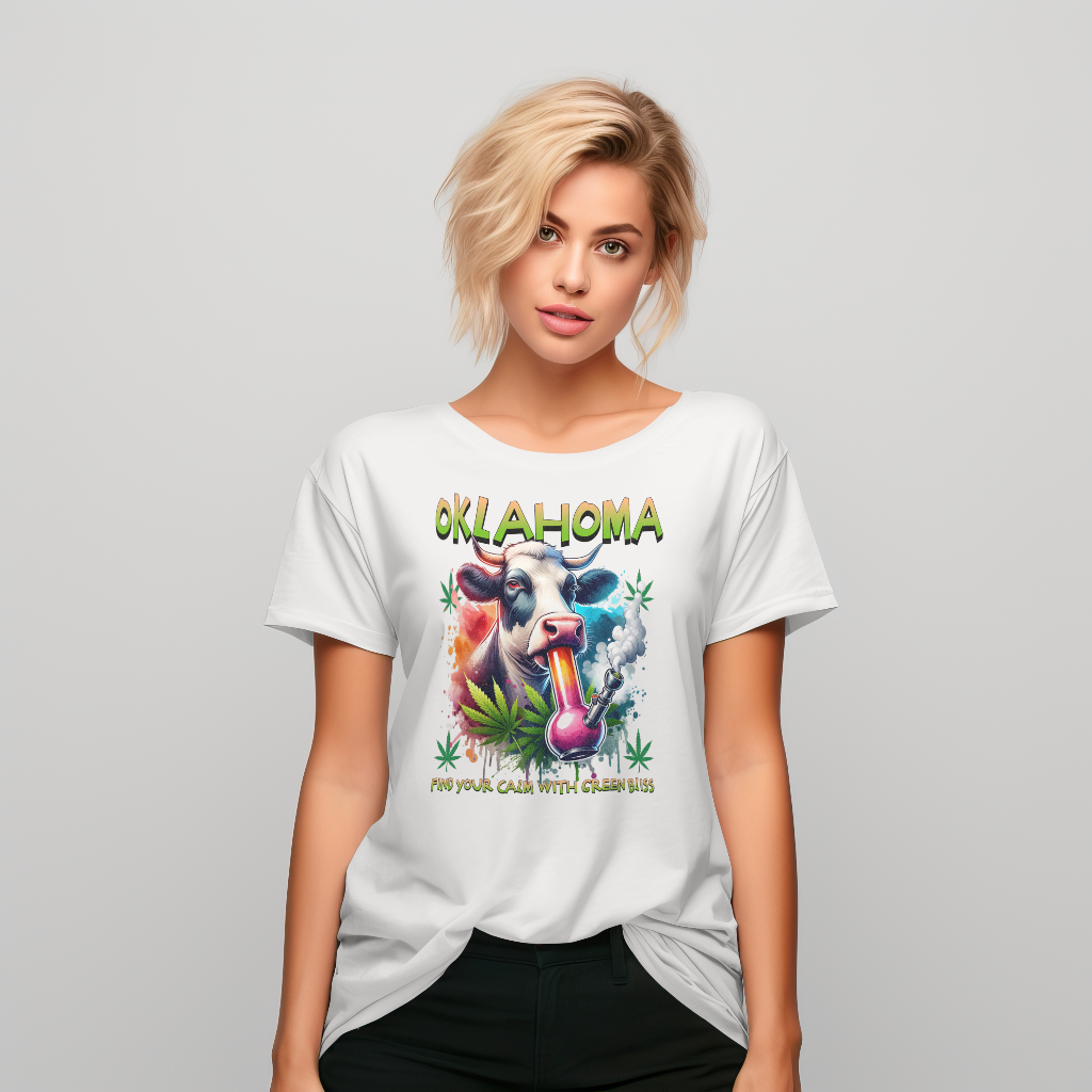 Oklahoma cow smoke graphic t-shirt