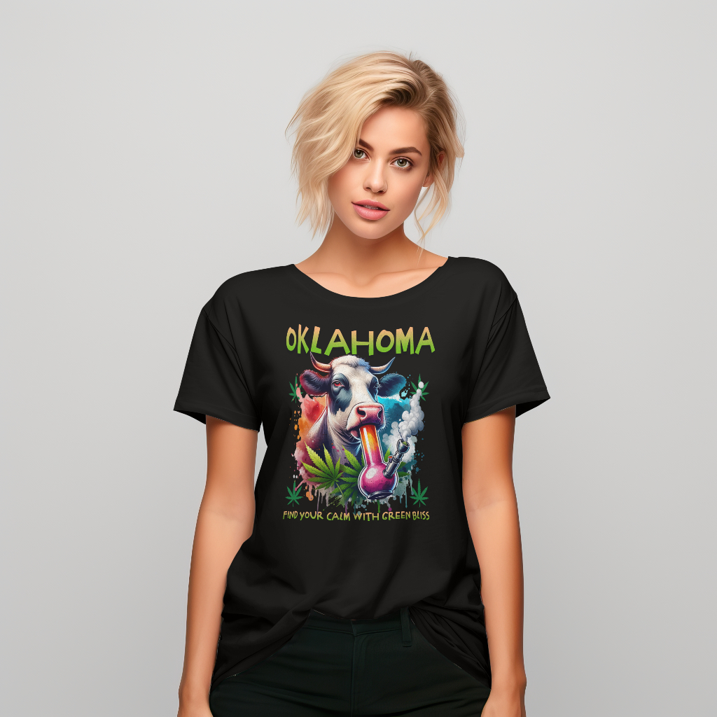 Oklahoma cow smoke graphic t-shirt