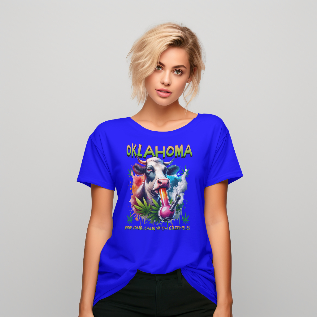 Oklahoma cow smoke graphic t-shirt