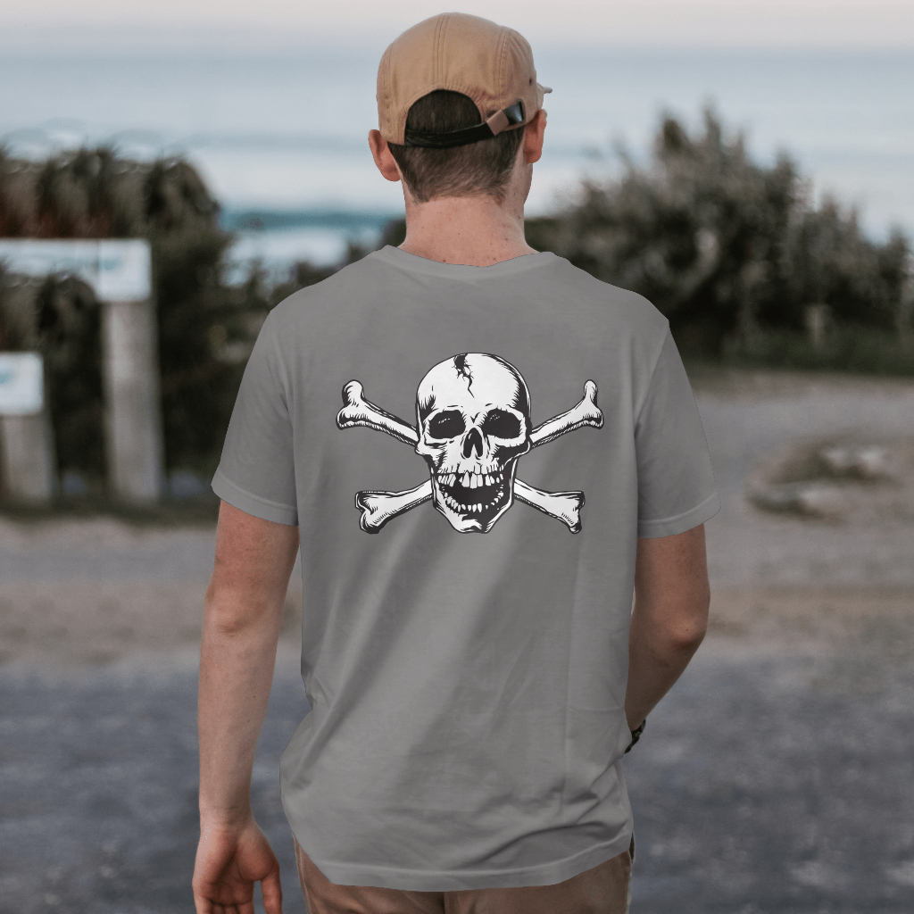 black & white skull and crossbones t-shirt