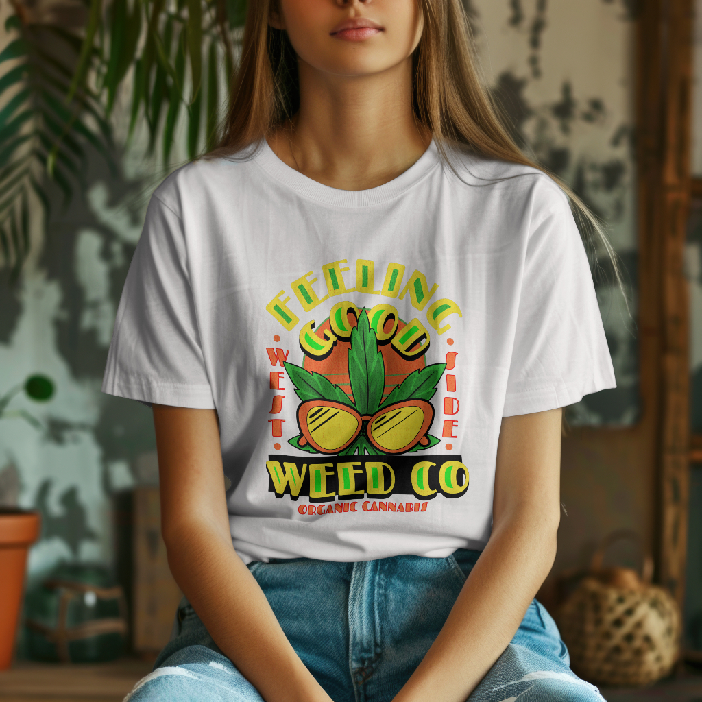feeling good weed company front graphic t-shirt