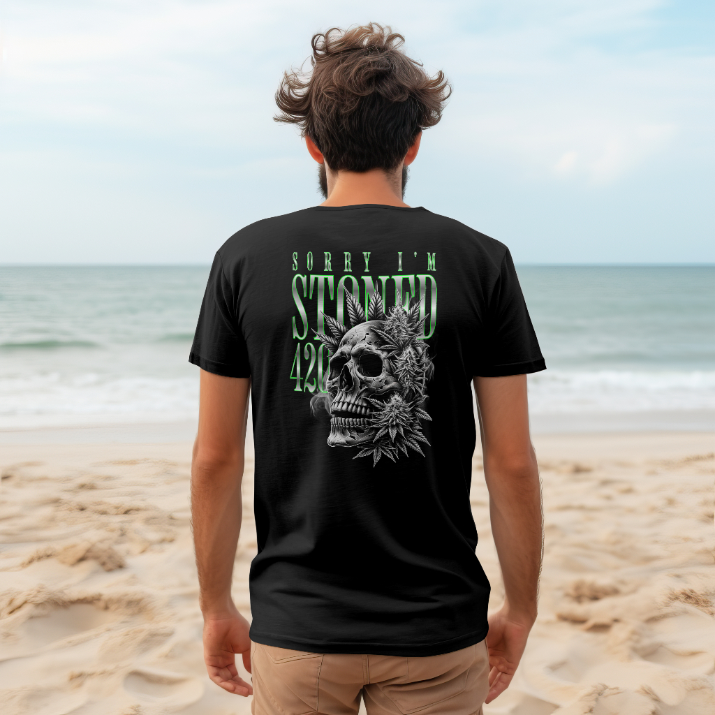 sorry im stoned back Graphic skull t-shirt