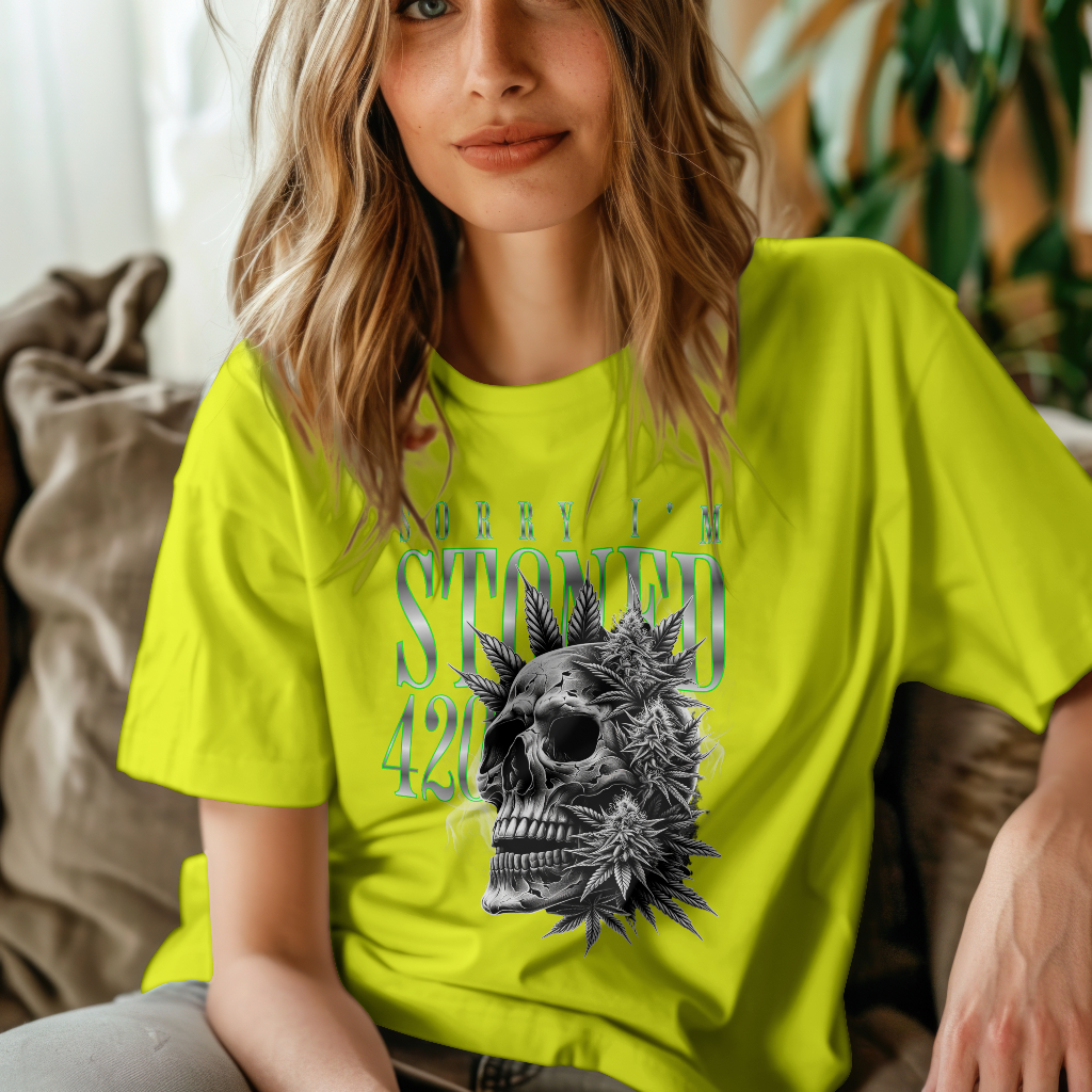 Front Graphic printed t-shirt "sorry im stoned"