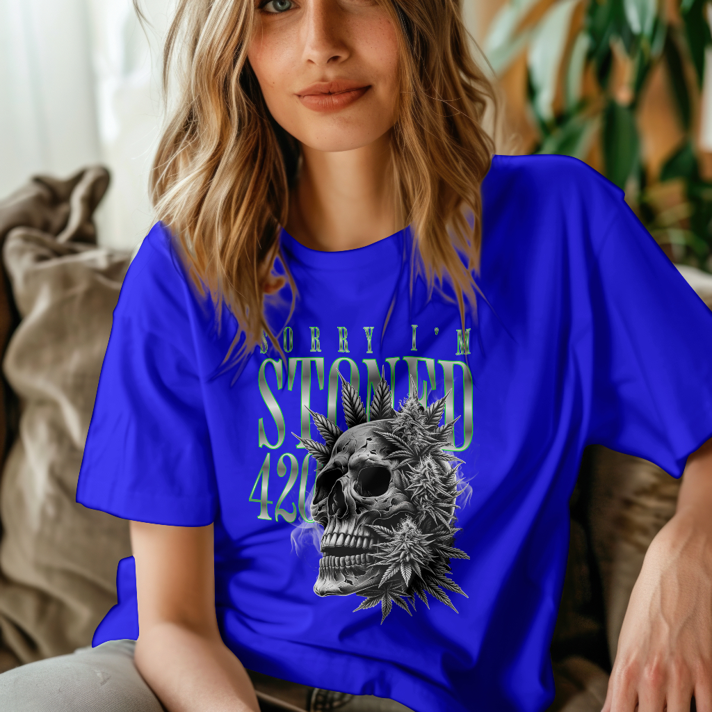 Front Graphic printed t-shirt "sorry im stoned"