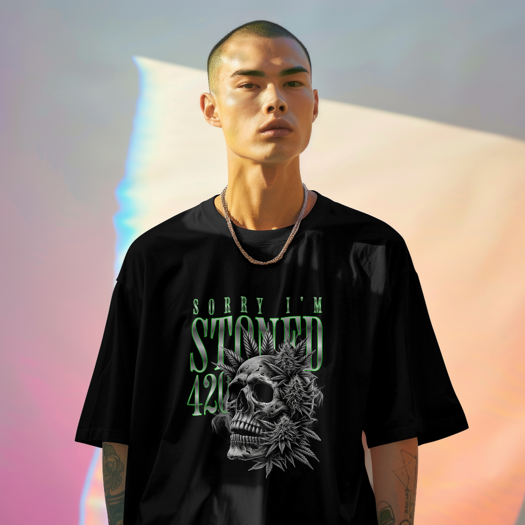 Front Graphic printed t-shirt "sorry im stoned"