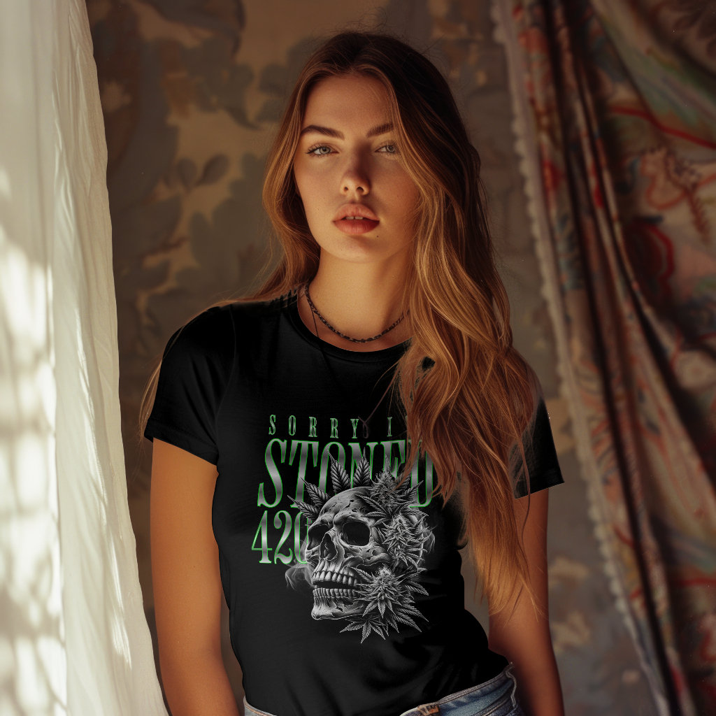 Front Graphic printed t-shirt "sorry im stoned"