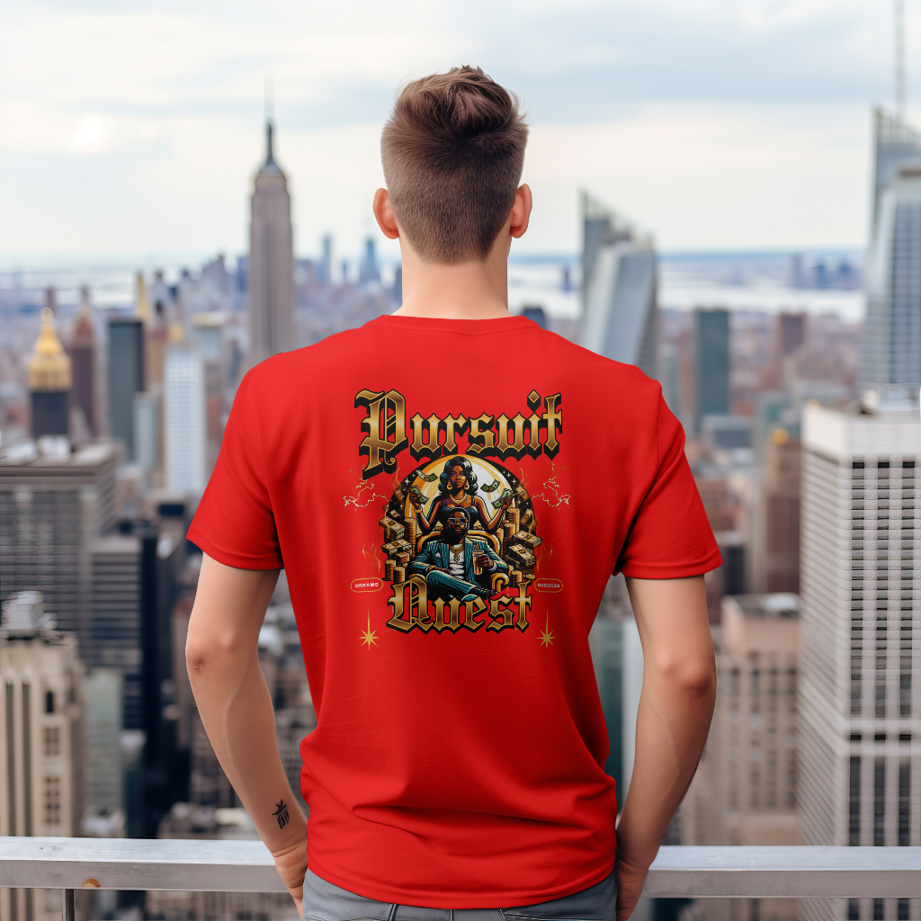 Pursuit quest t-shirt rear design