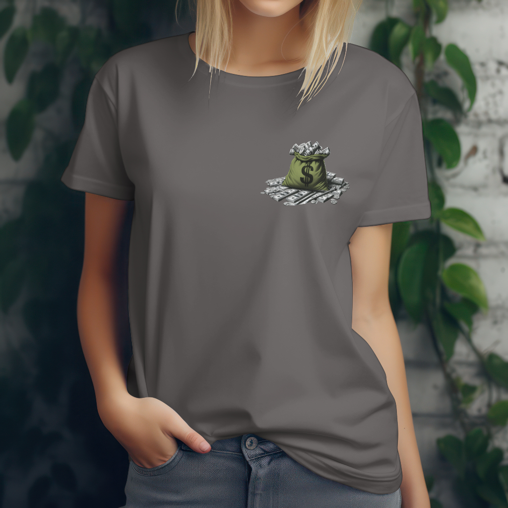 Money talks louder graphic t-shirt rear design