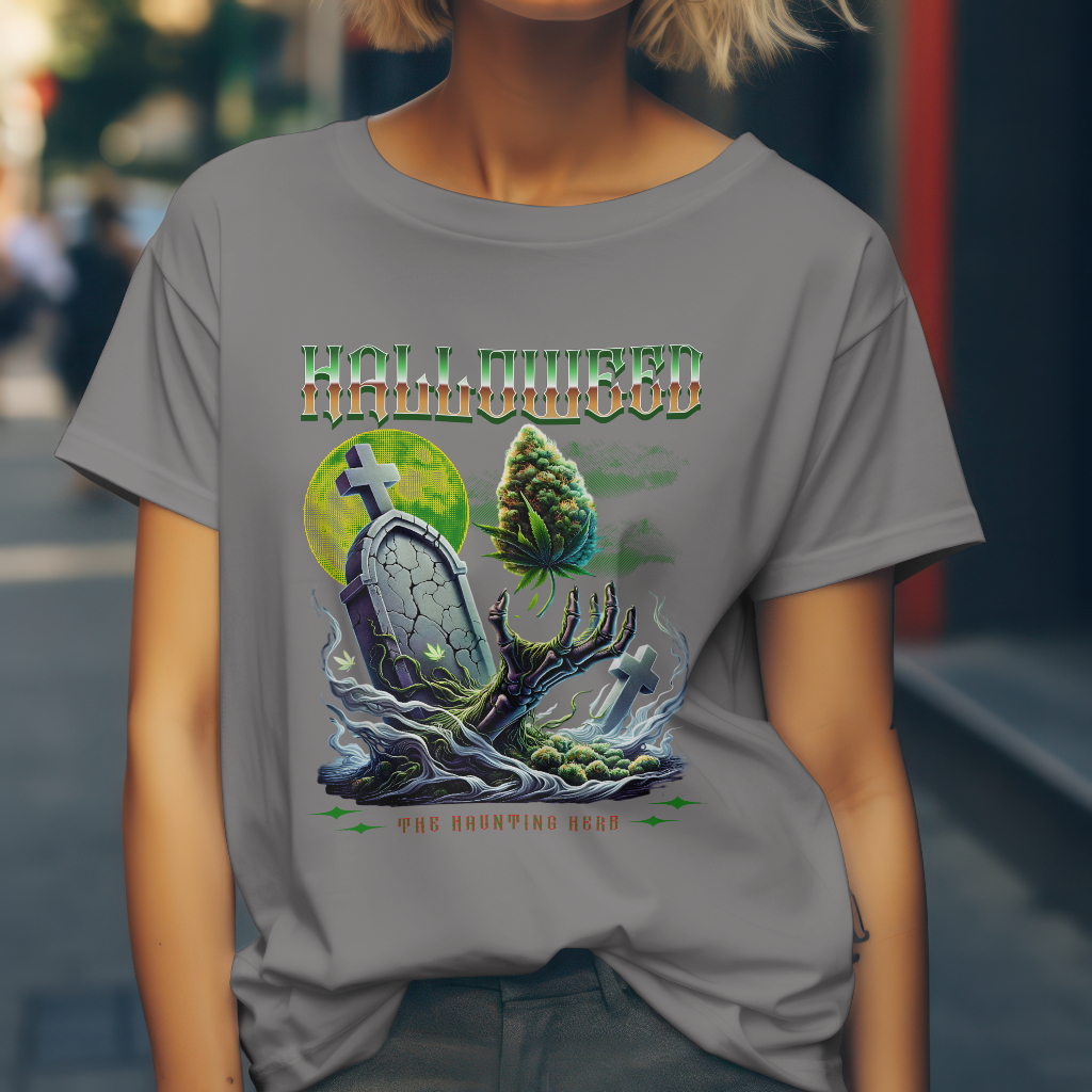 Halloween graphic t-shirt huanted herb tront design