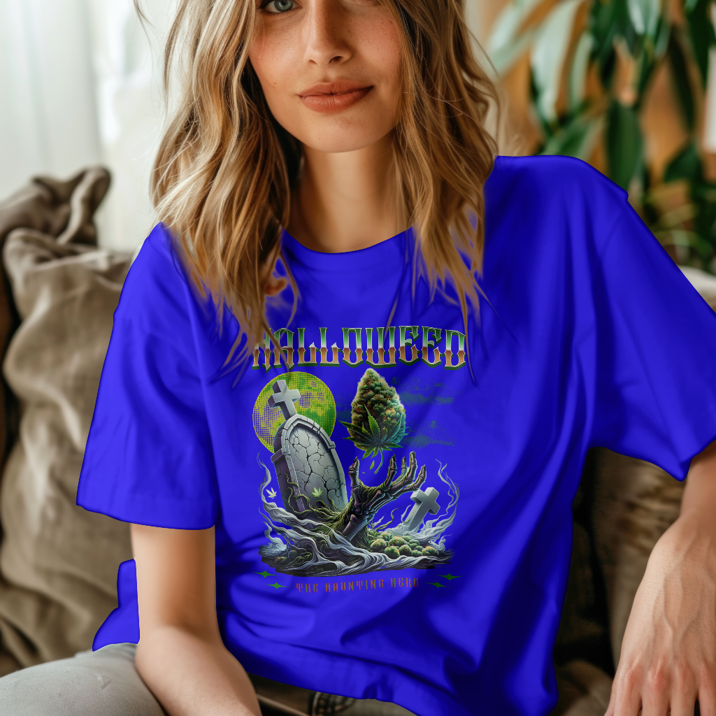 Halloween graphic t-shirt huanted herb tront design