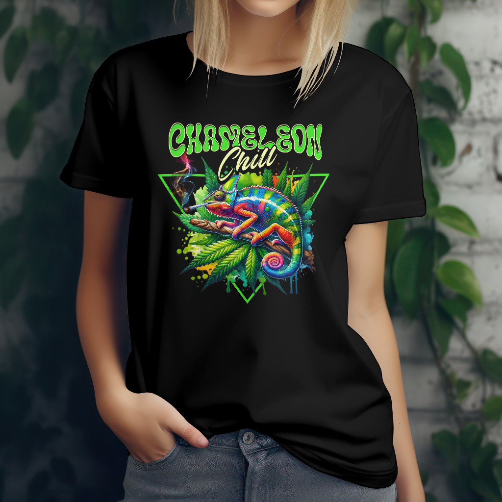 Chameleon chill t-shirt front design