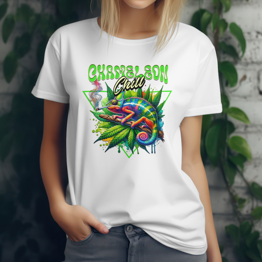 Chameleon chill t-shirt front design