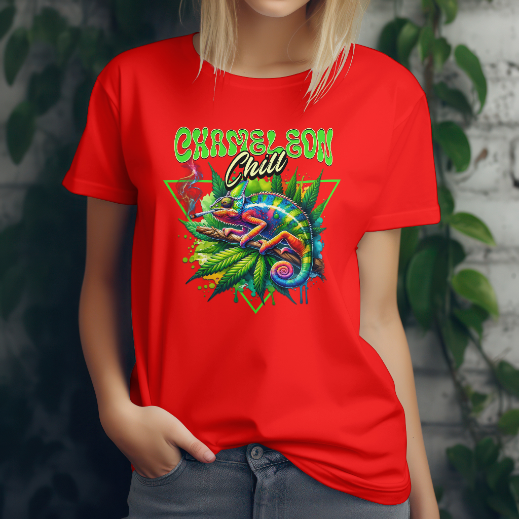 Chameleon chill t-shirt front design