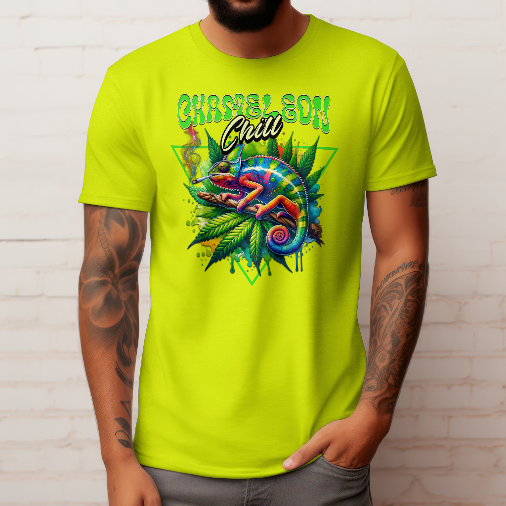 Chameleon chill t-shirt front design