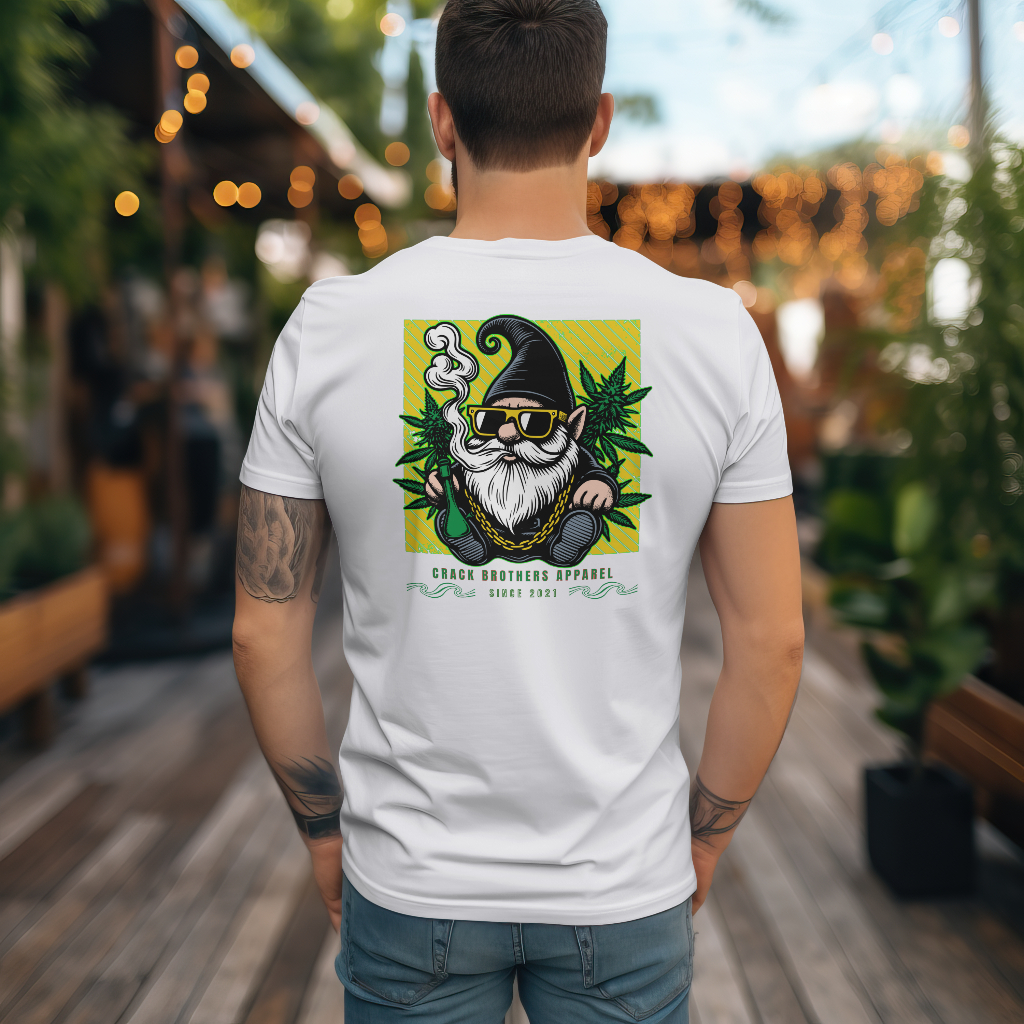 smoking gnome Graphic t-shirt rear design