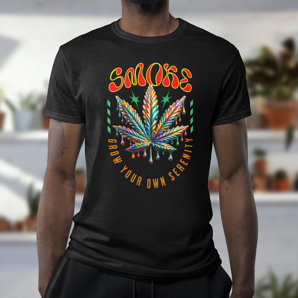 Colorful cannabis leaf smoke t-shirt front design