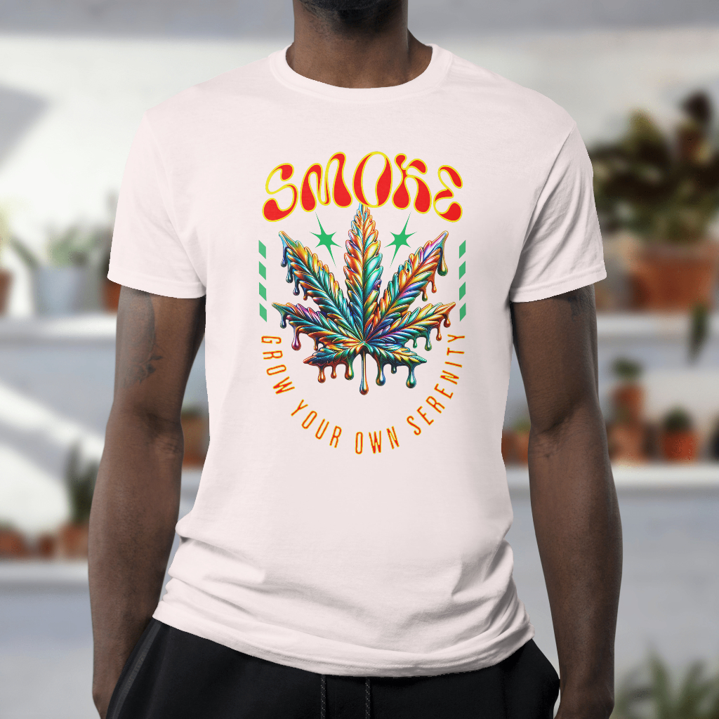 Colorful cannabis leaf smoke t-shirt front design
