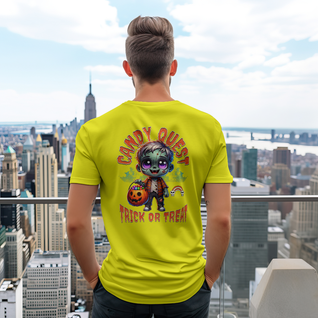 Candy quest halloween t-shirt rear design